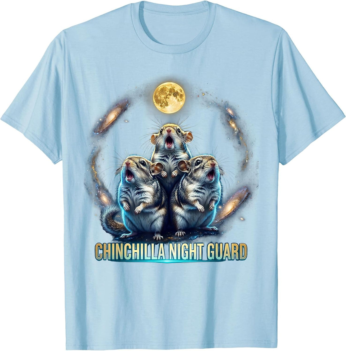 Men's Chinchilla Night Guard Cosmic Absurdist Meme Animal Lover T-Shirt - Baby Blue