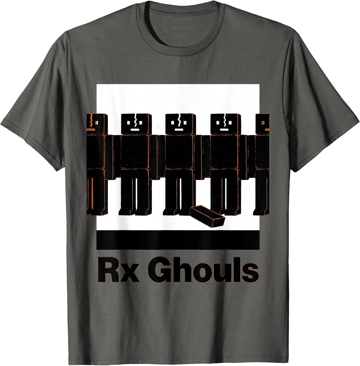 Rx Ghouls Brutalist Pharmacy Halloween Pharmacist Crew T-Shirt - Asphalt Grey