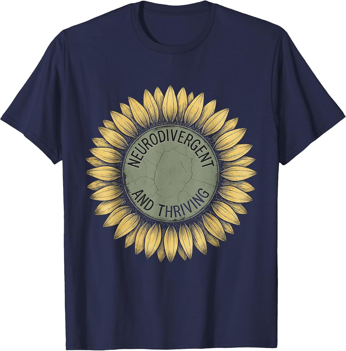 Neurodivergent and Thriving Autism Pride Design T-Shirt - Navy Blue