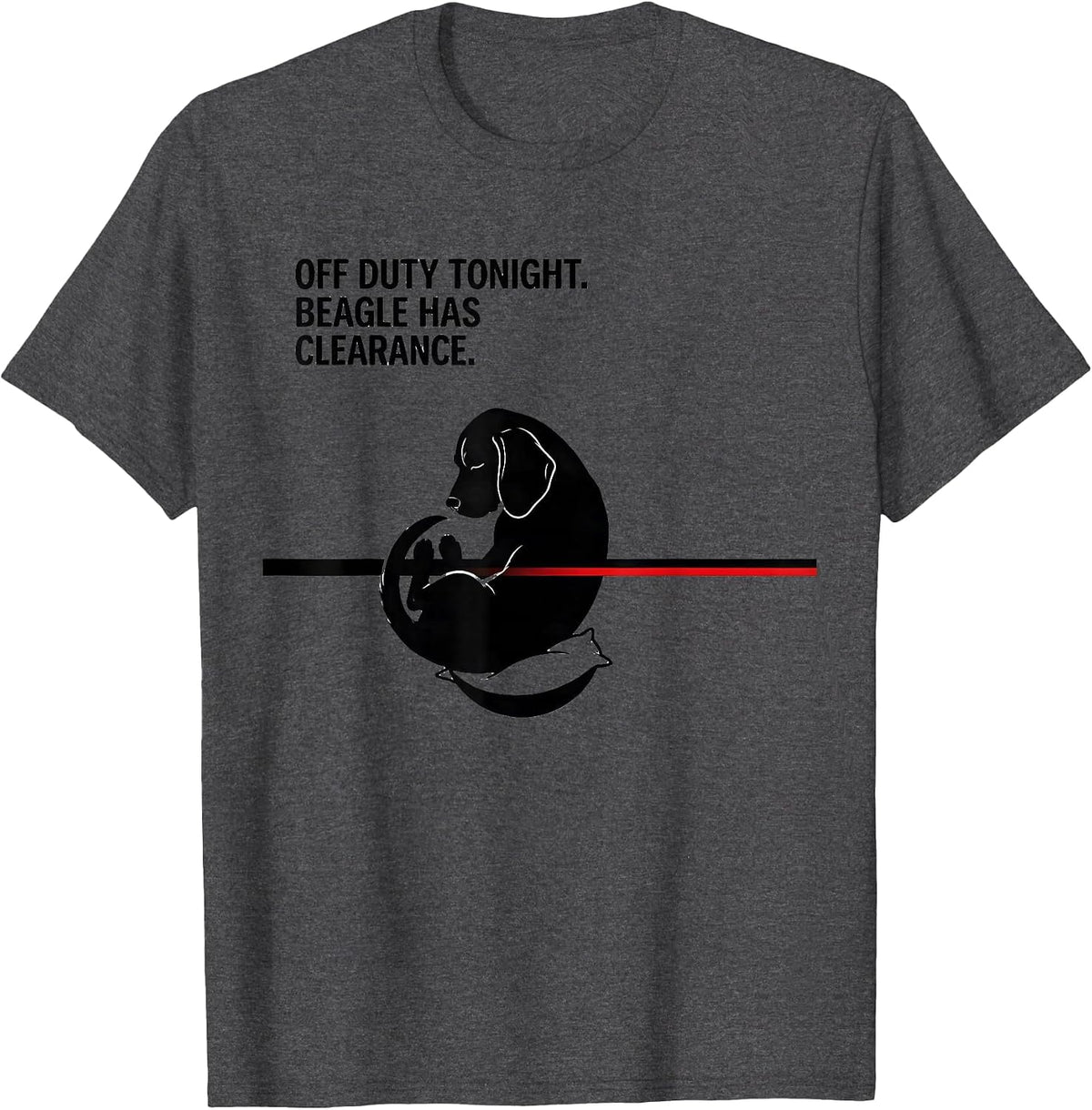 Men's Off Duty Tonight Beagle Has Clearance Funny Dog Owner T-Shirt - Dark Heather Grey