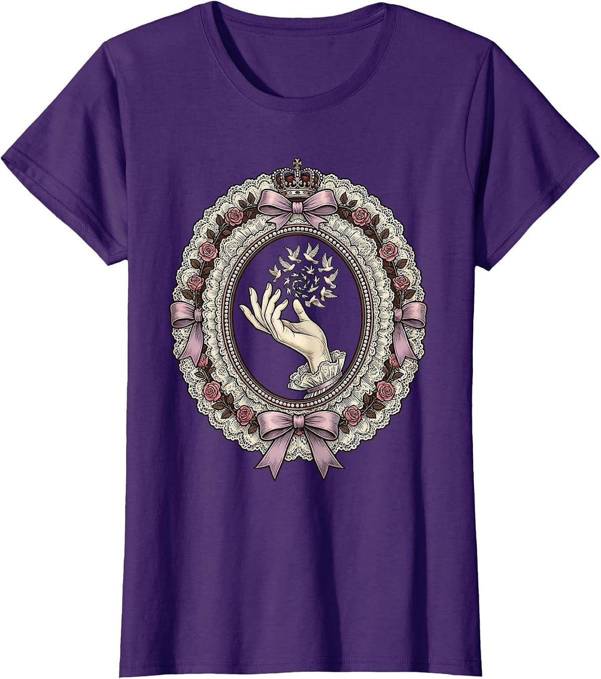 Women's Gigi Elegant Bird Release Graphic Design T-Shirt - Purple