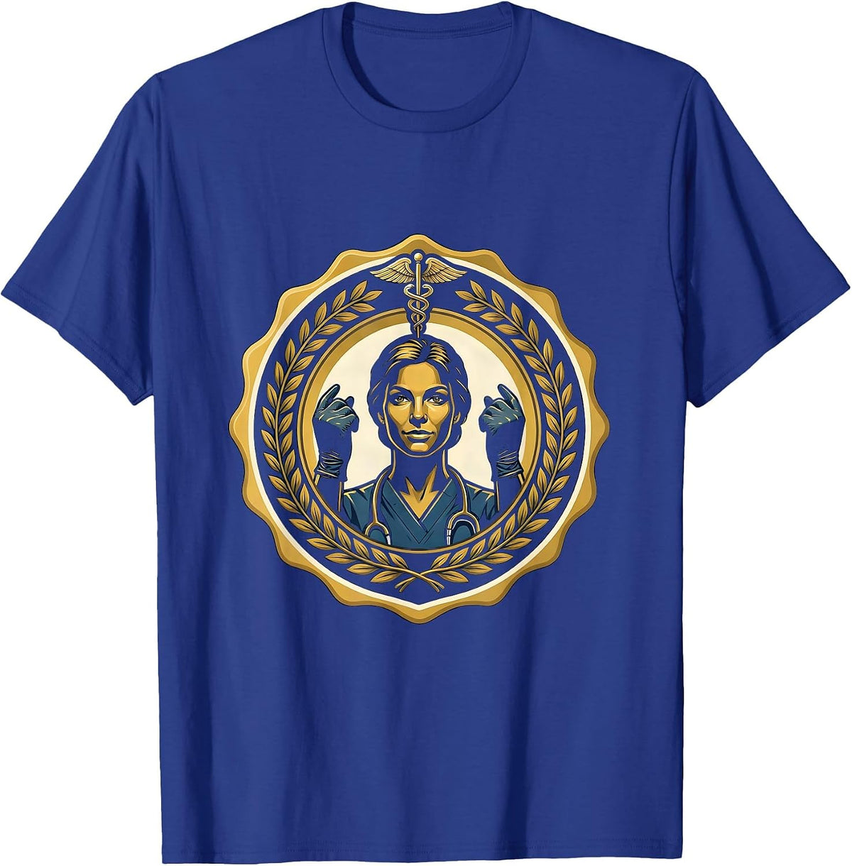 Labor Day Surgeon Raised Gloved Hands Illustration T-Shirt - Royal Blue