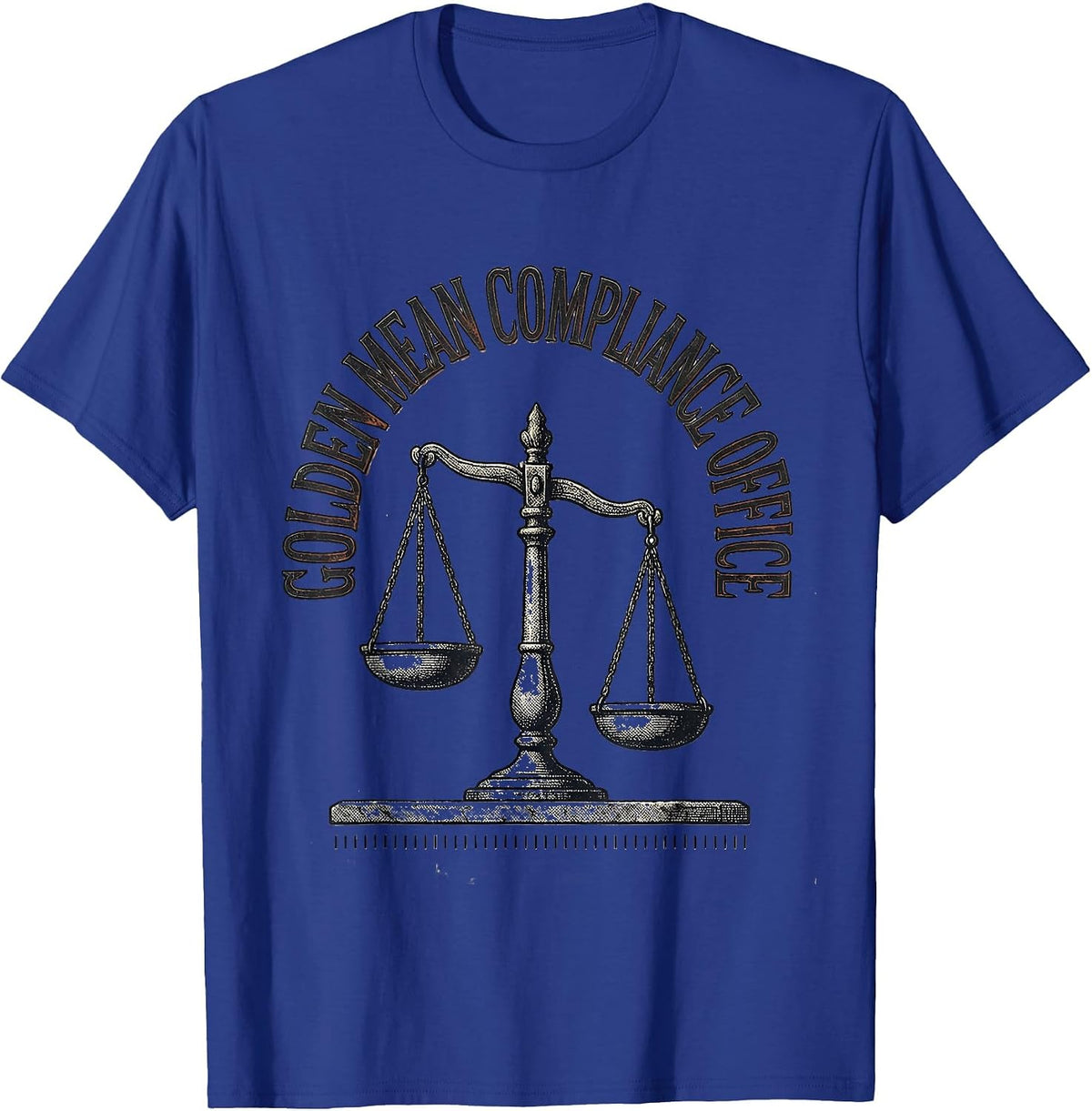 Men's Golden Mean Compliance Office Vintage Funny Philosopher T-Shirt - Royal Blue