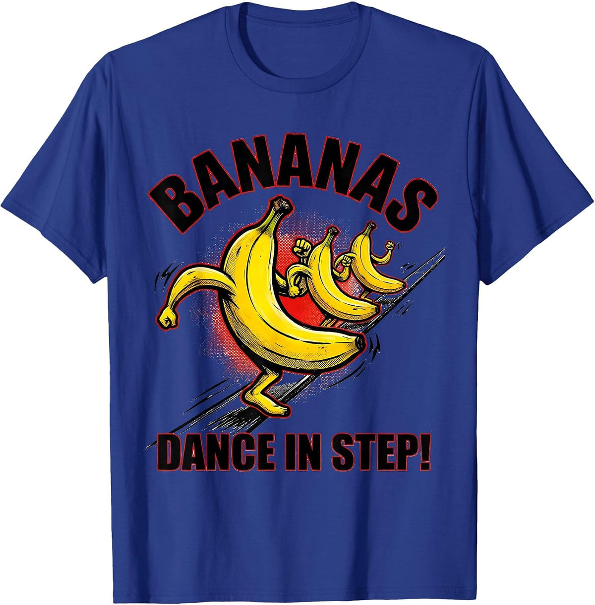 Men's Bananas, Dance In Step! Comic Book Banana Lover Humor T-Shirt - Royal Blue