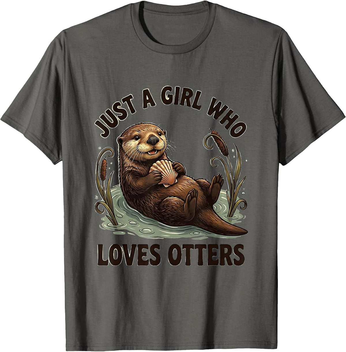 Men's Just A Girl Who Loves Otters Funny Otter Lover Gift For Kids T-Shirt - Asphalt Grey