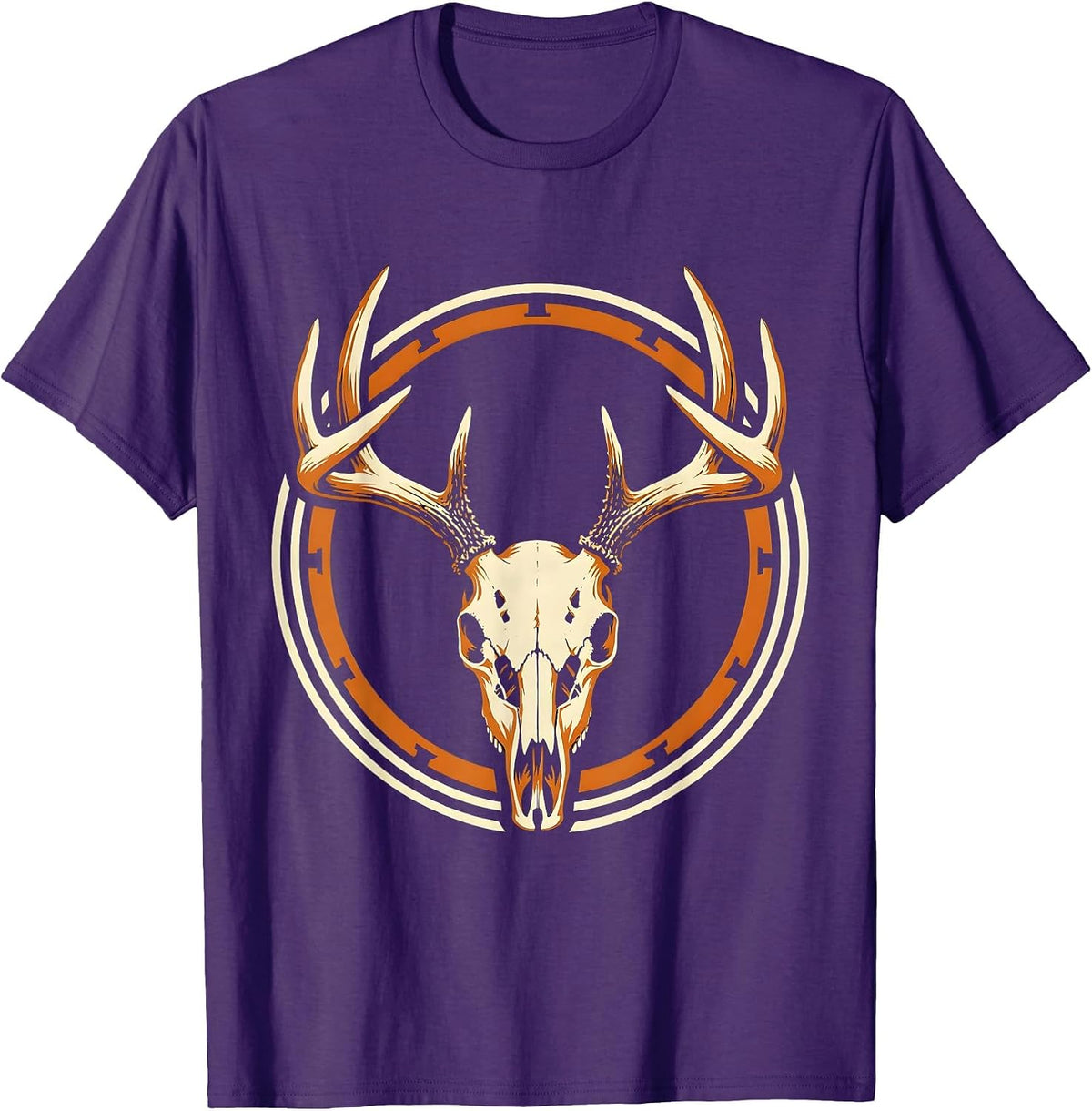 Whitetail Deer Skull With Antlers Hunting Design T-Shirt - Purple