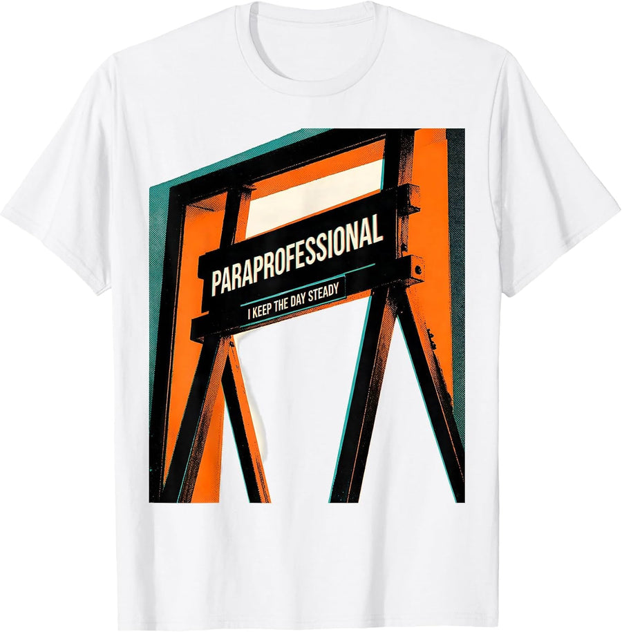 Men's Paraprofessional I Keep The Day Steady Risograph T-Shirt - White