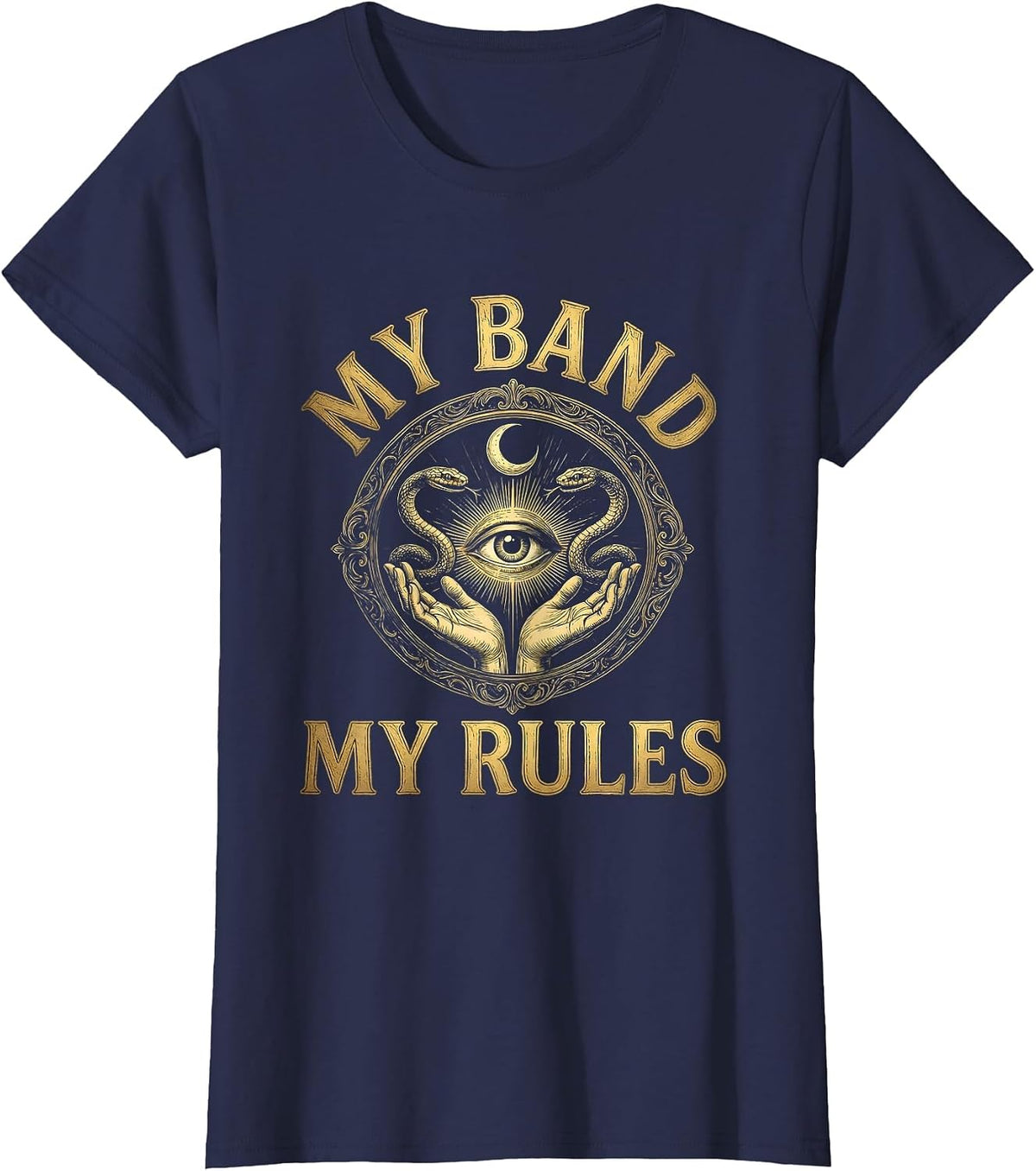 Women's My Band My Rules Bold Music Graphic Design T-Shirt - Navy Blue
