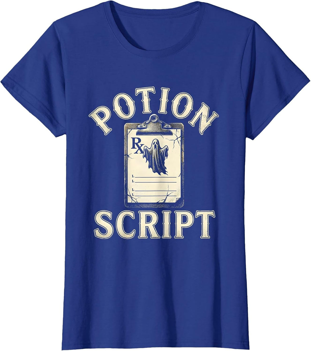 Women's Potionscript Funny Pharmacy Halloween Pharmacist Tech Crew T-Shirt - Royal Blue