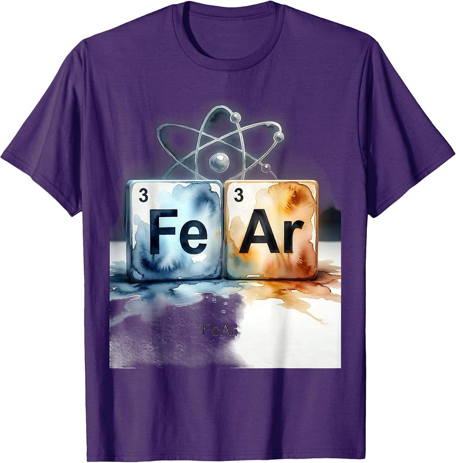 Men's FeAr Watercolor Periodic Table Chemistry Pun Science Humor T-Shirt - Purple
