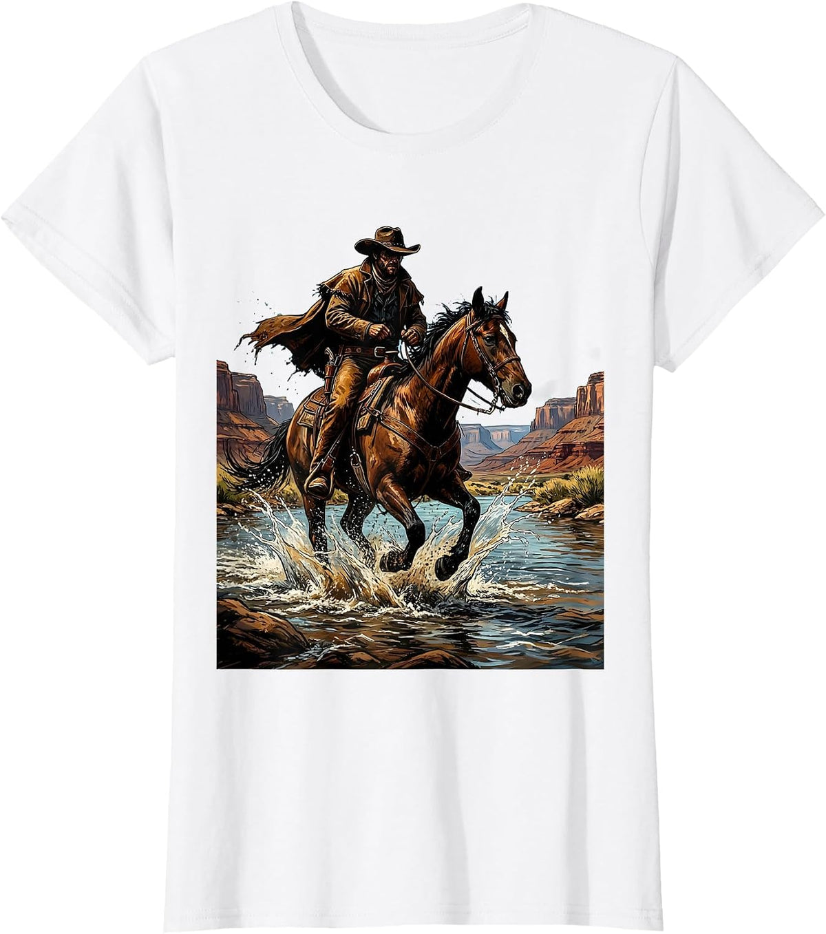 Wrangler River Crossing Western Horseback Riding T-Shirt - White