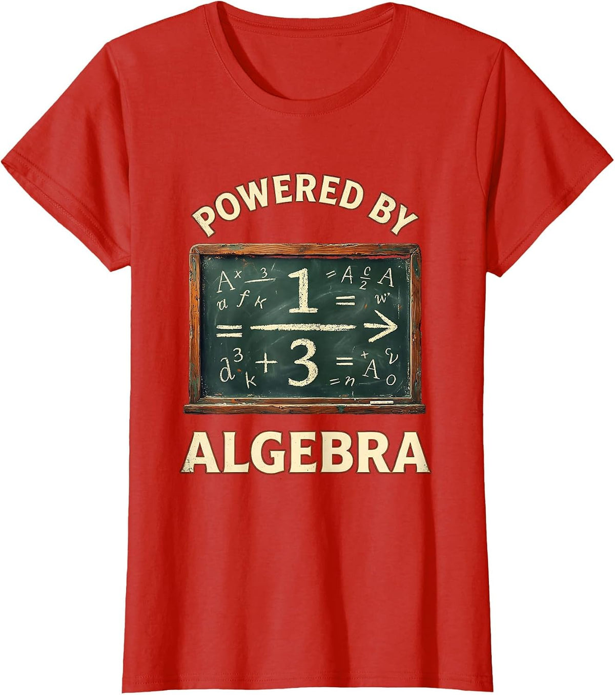 Powered By Algebra Vintage Math Design T-Shirt - Red