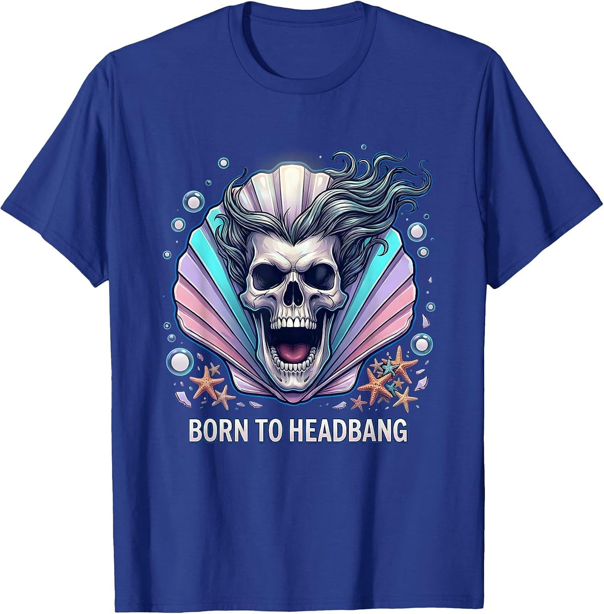 Born to Headbang Heavy Metal Graphic Design T-Shirt - Royal Blue
