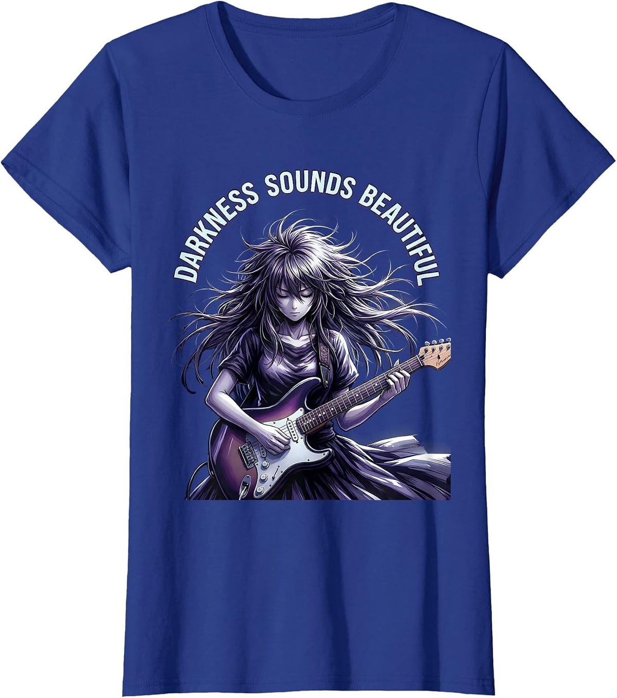 Women's Darkness Sounds Beautiful Metal Band Design T-Shirt - Royal Blue