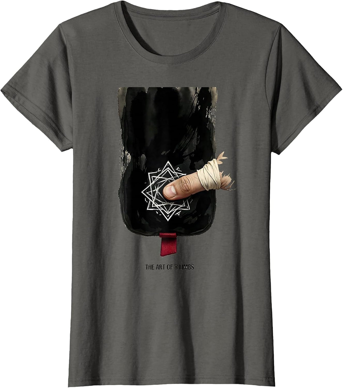 Women's The Art Of 8 Limbs Ink Brush Muay Thai Kickboxing Gym T-Shirt - Asphalt Grey