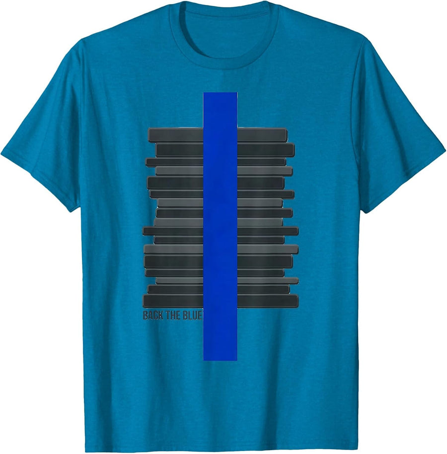Back The Blue Thin Blue Line Police Support Officer Gift T-Shirt - Sapphire Blue