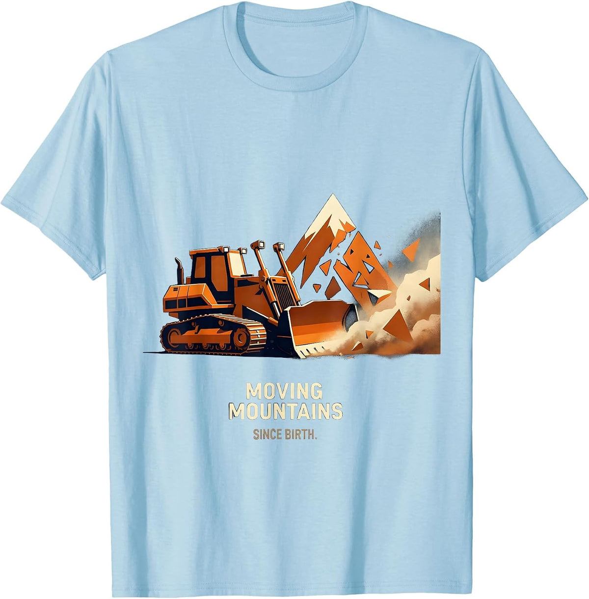 Men's Moving Mountains Since Birth Labor Day Bulldozer T-Shirt - Baby Blue