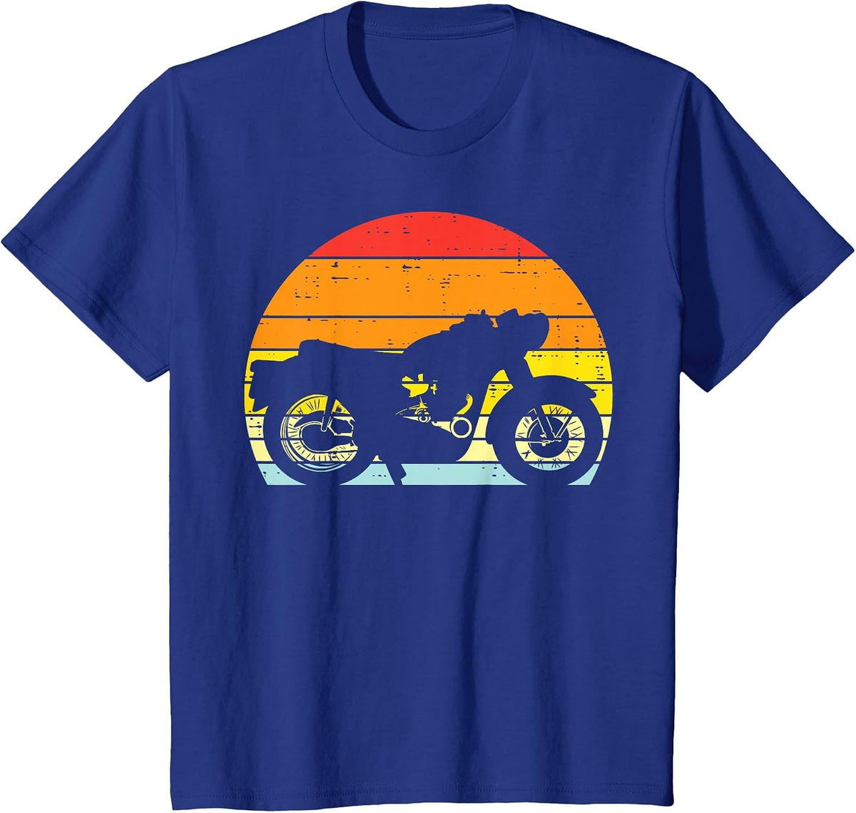 Biker Motorcycle Sunset Retro Motorbike Men Boys Kids Women T-Shirt - Royal Blue