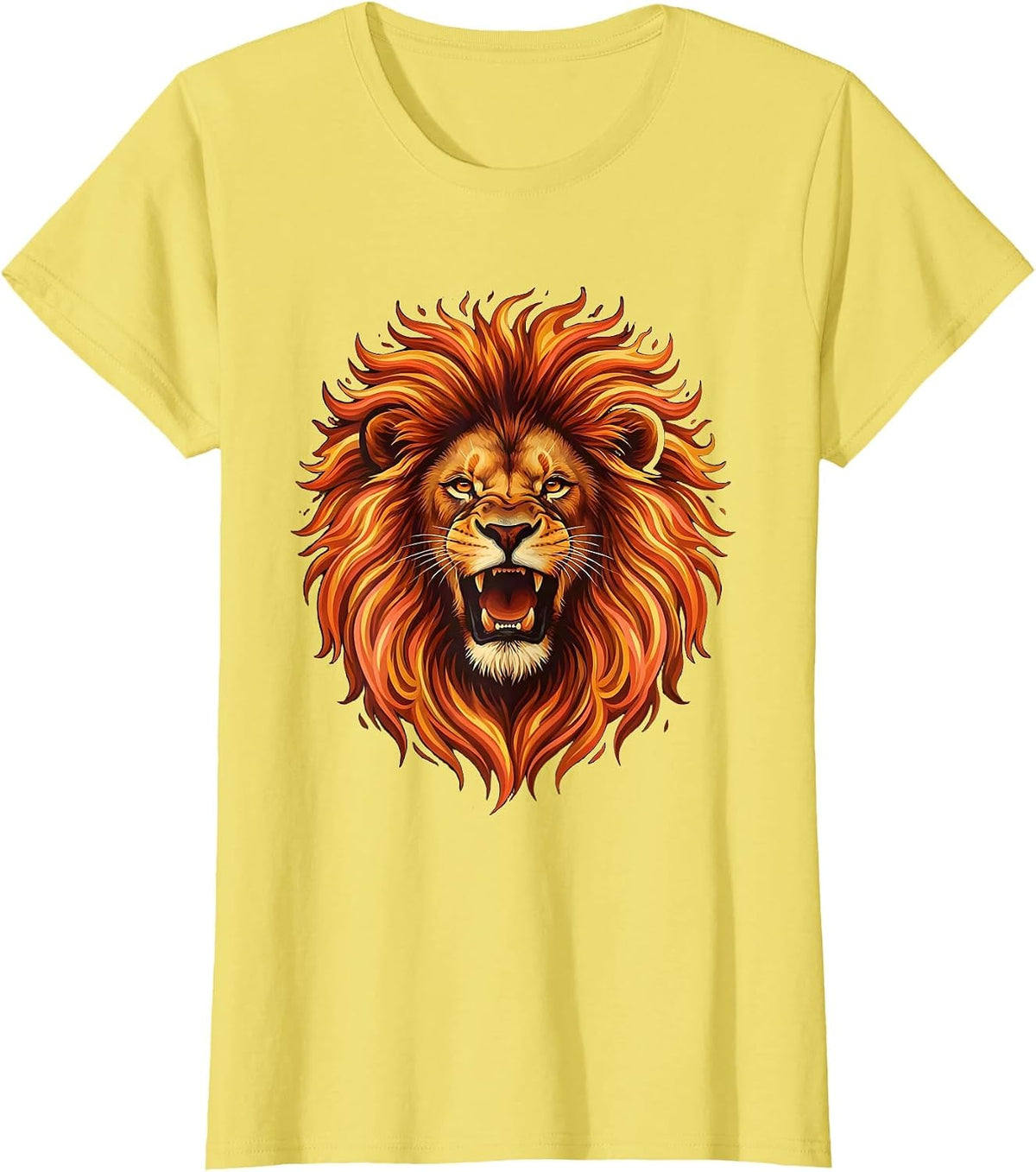 21st Birthday Flaming Lion Roaring Graphic T-Shirt - Lemon Yellow