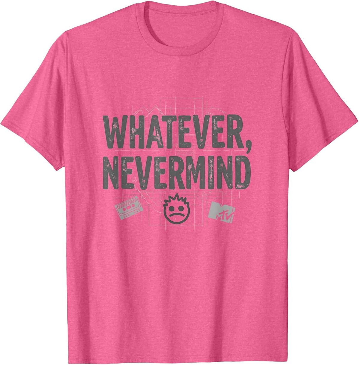 Whatever Nevermind Gen X Nostalgic 90s Grunge Attitude T-Shirt - Pink Heather