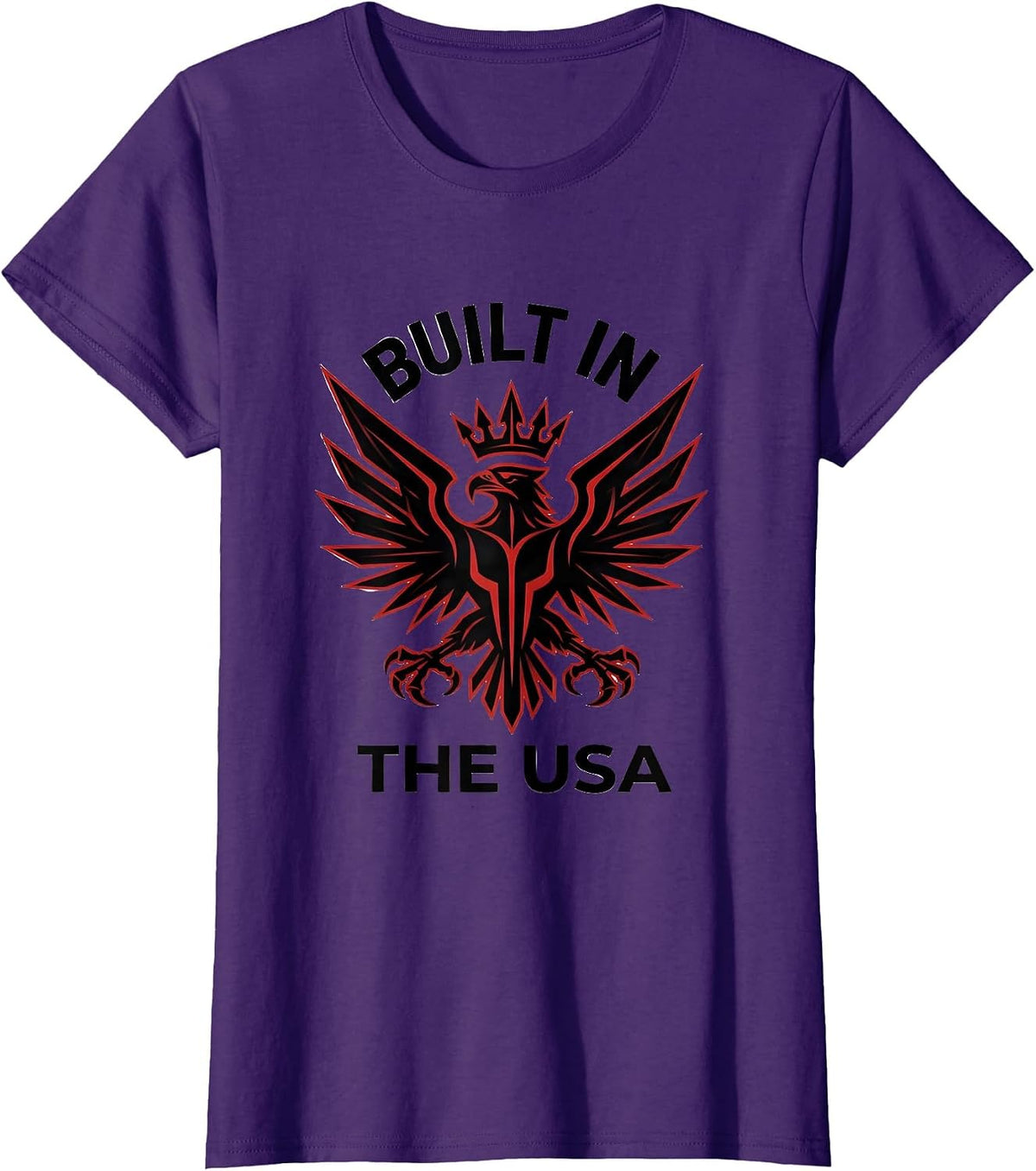 Women's Built in the USA American Pride Graphic Design T-Shirt - Purple