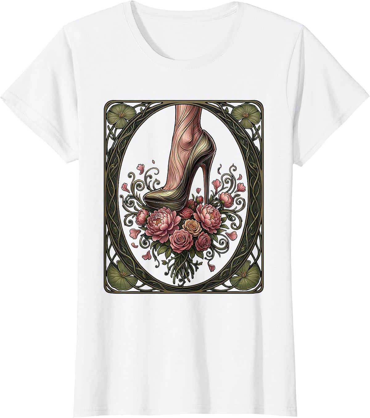 Stiletto Heel Crushing Bouquet Gigi Graphic T-Shirt - White
