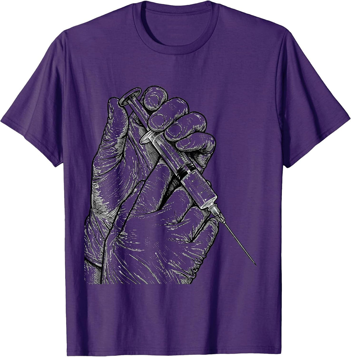 Medical Assistant Syringe Prep Illustration T-Shirt - Purple