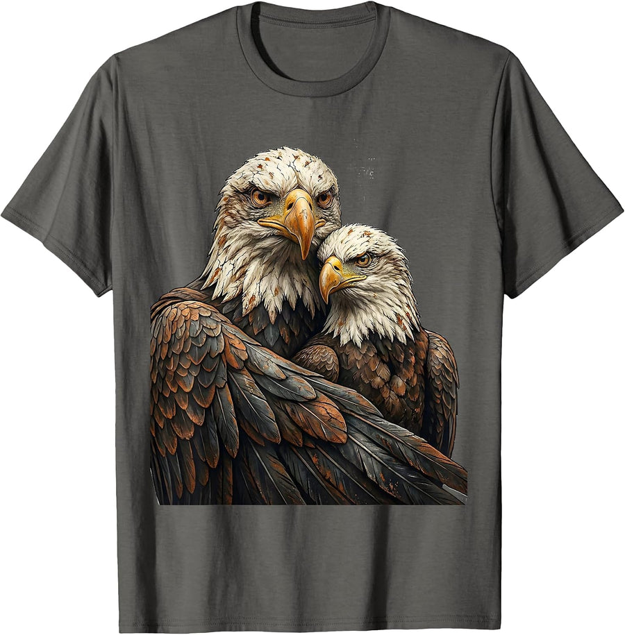 Bald Eagle Family Vintage Distressed Mascot Pride T-Shirt - Asphalt Grey