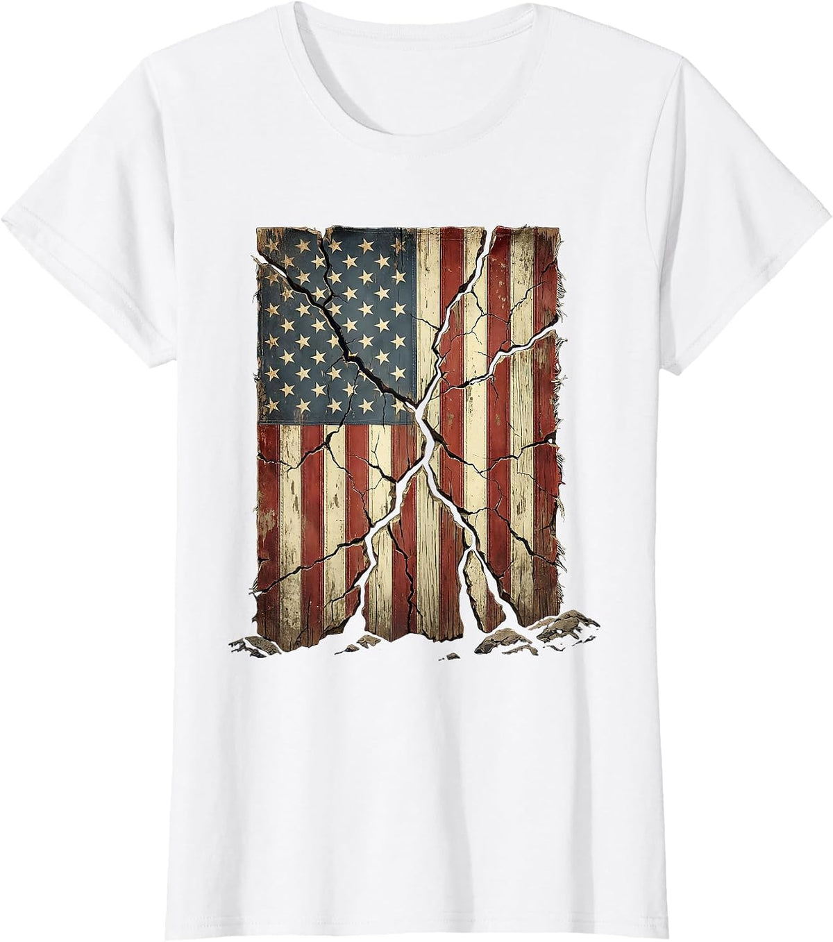 Labor Day Pickaxe Cracked Earth Graphic Tee T-Shirt - White