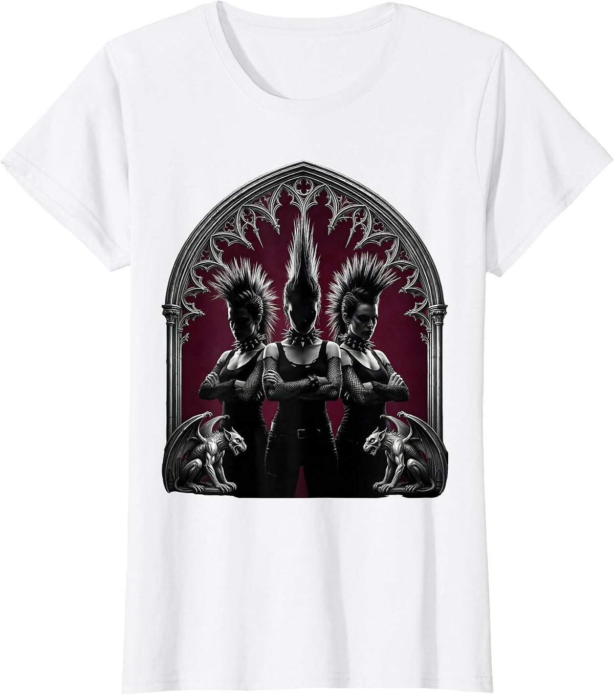 Punk Squad Crossed Arms Attitude Group Graphic T-Shirt - White