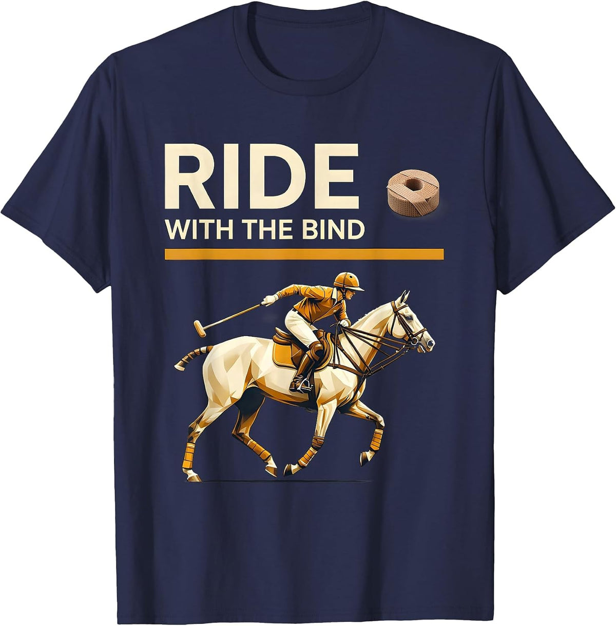 Ride With The Bind Polo Player Equestrian Sport Swiss T-Shirt - Navy Blue