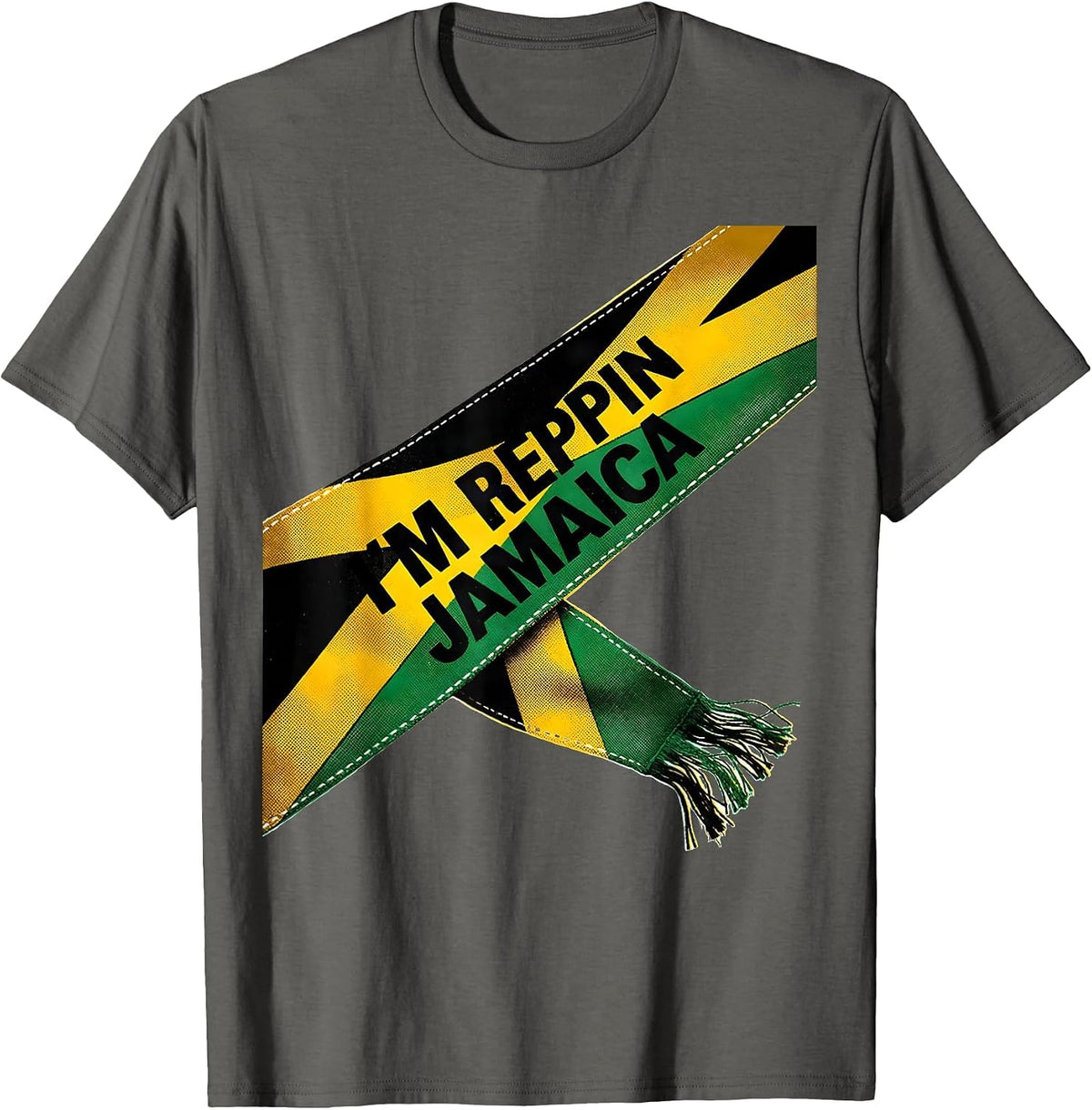 Men's I'm Reppin Jamaica Risograph Jamaican Diaspora Carnival T-Shirt - Asphalt Grey