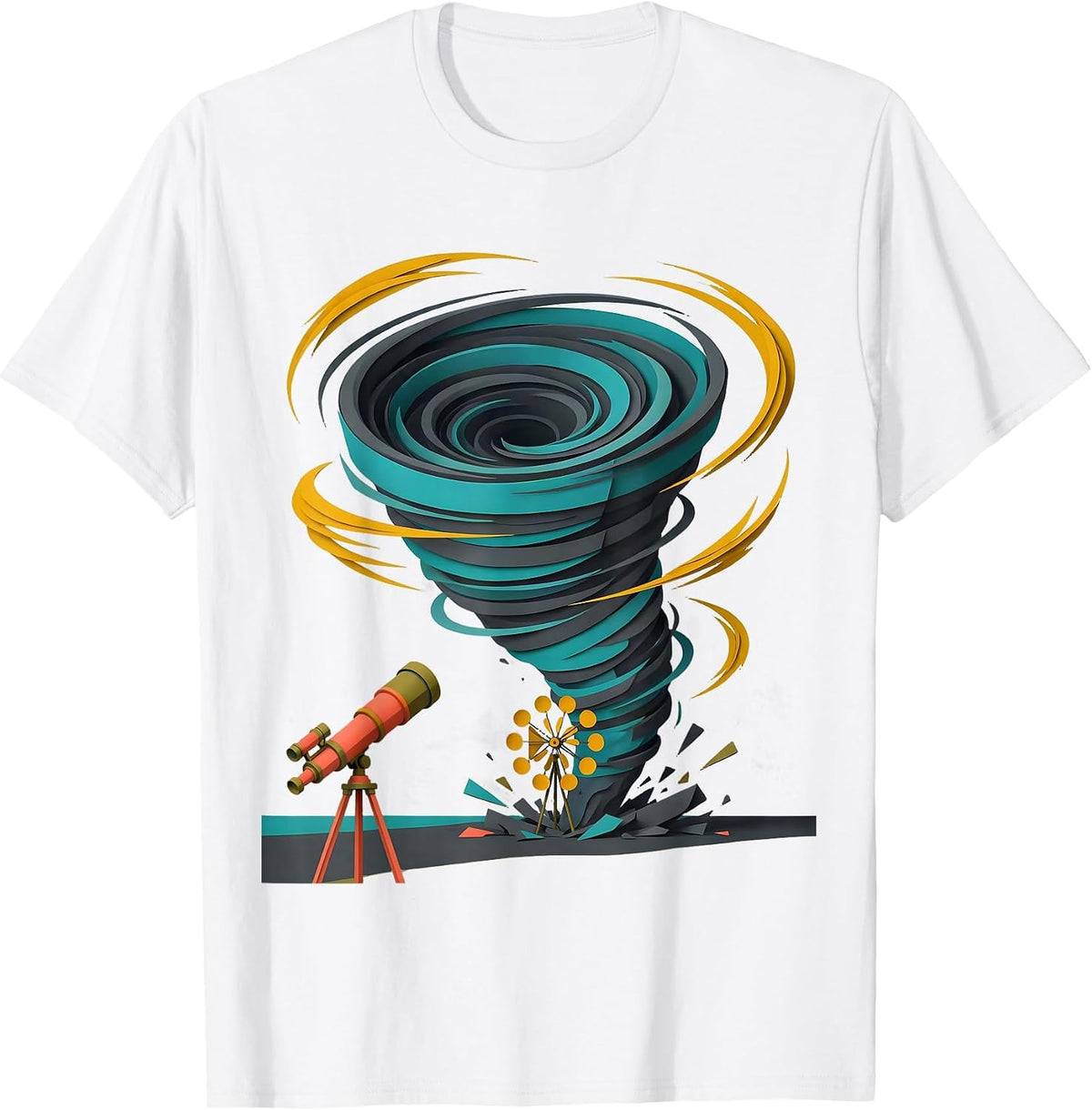 Men's Buoyant Tornado Funnel Midcentury Modern Meteorology Humor T-Shirt - White