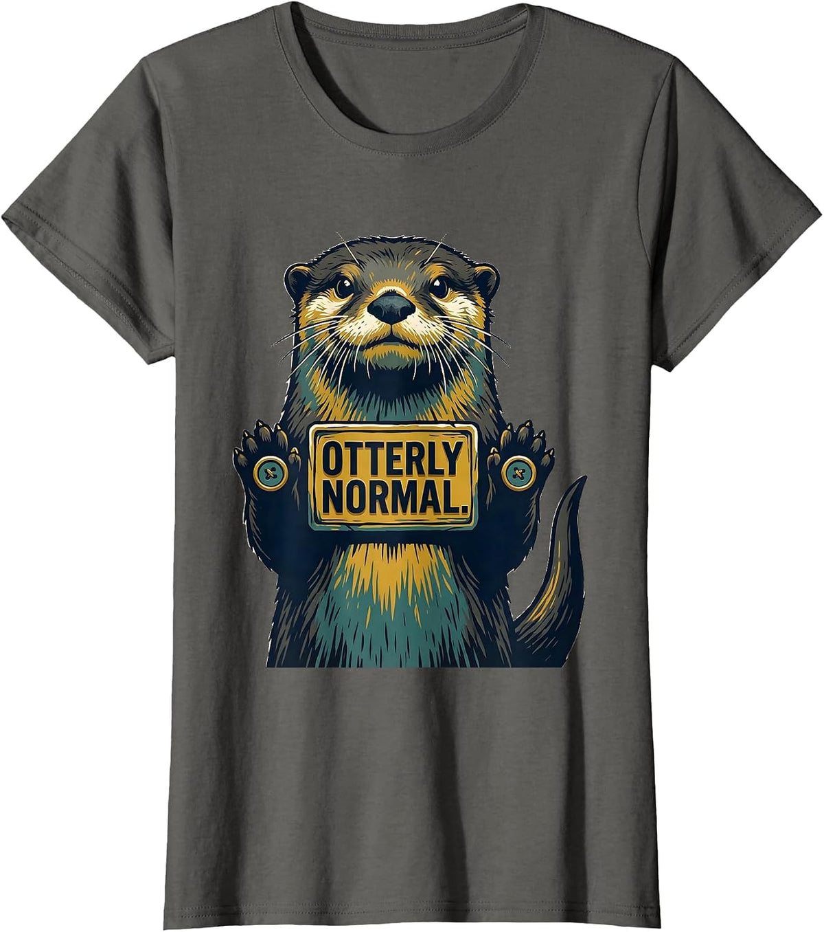 Women's Otterly Normal Midcentury Modern Funny Otter Lover Gift T-Shirt - Asphalt Grey