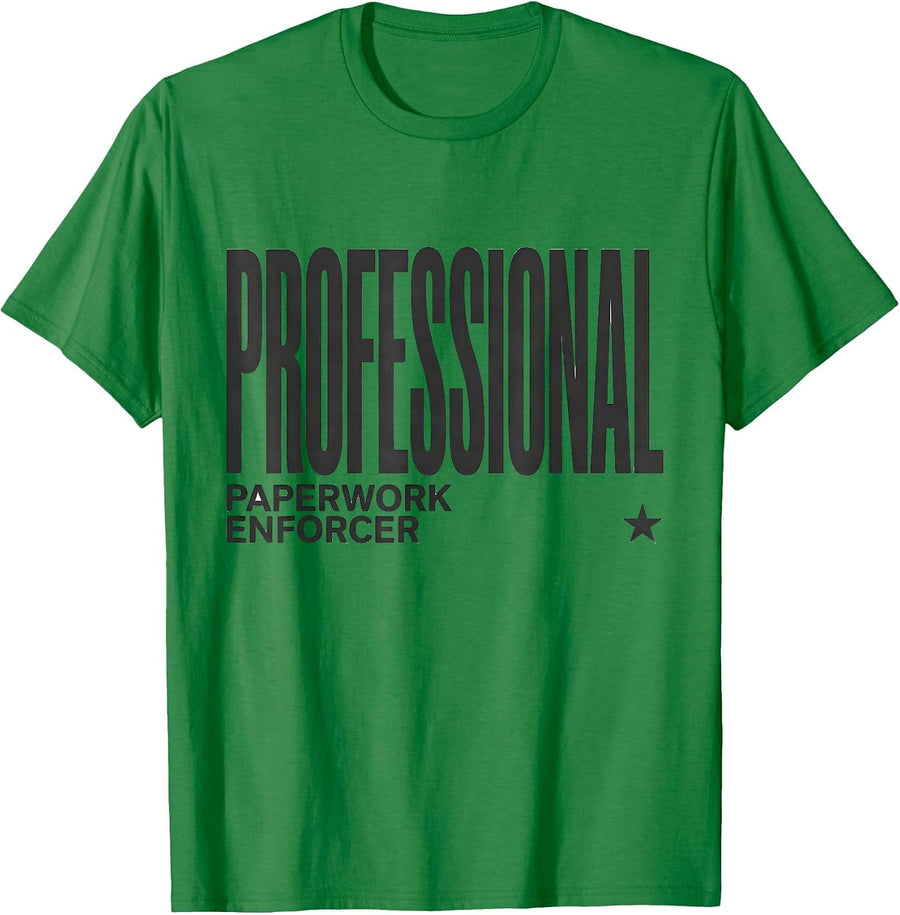 Men's Professional Paperwork Enforcer Funny Police Officer Costume T-Shirt - Kelly Green