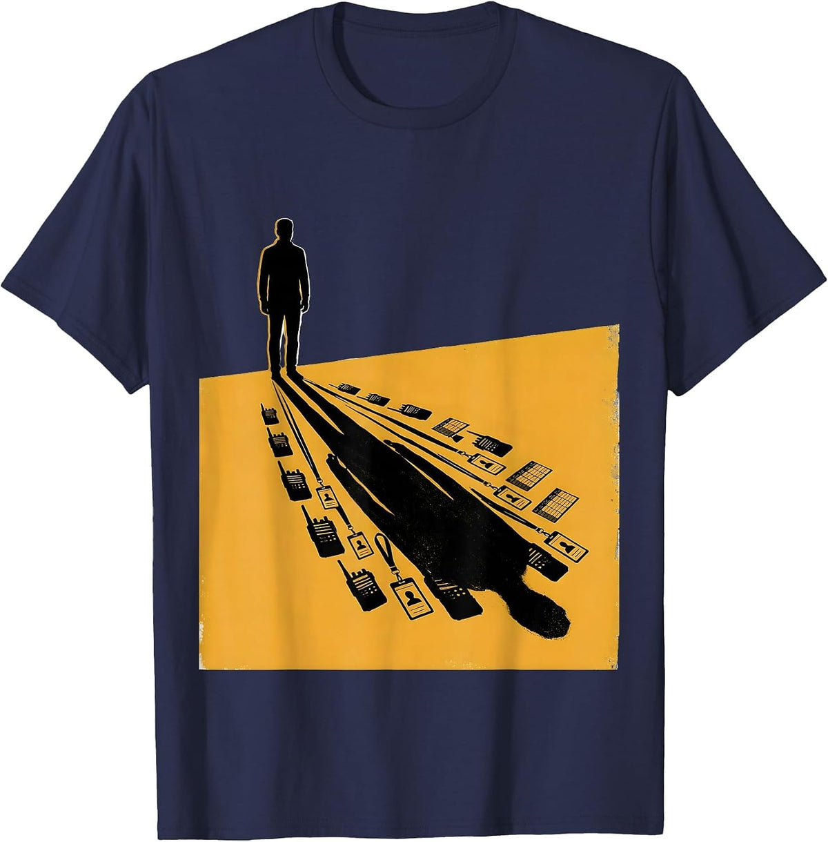 Men's Para Duty Shadows Funny Paraprofessional Support Staff T-Shirt - Navy Blue