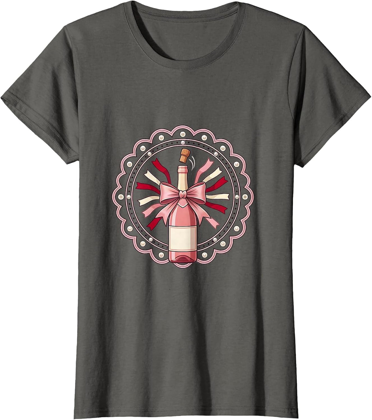 Women's Birthday Champagne Pop Confetti Celebration Graphic T-Shirt - Asphalt Grey