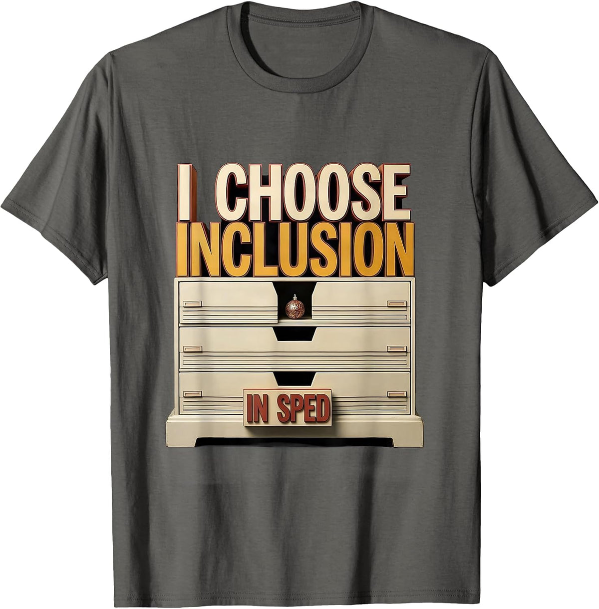 I Choose Inclusion In SPED Special Education Teacher Autism T-Shirt - Asphalt Grey
