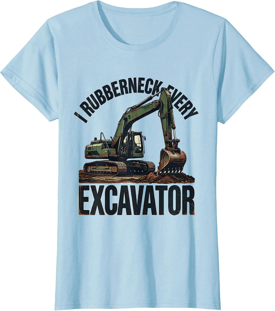 Women's I Rubberneck Every Excavator Vintage Heavy Equipment T-Shirt - Baby Blue