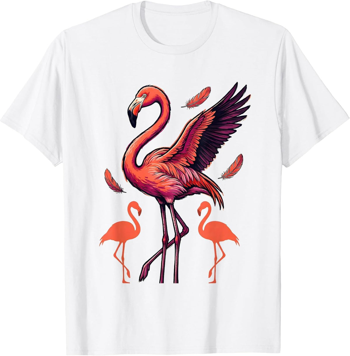 Men's Towering Coral Flamingo Funny Animal Humor Bird Lover T-Shirt - White