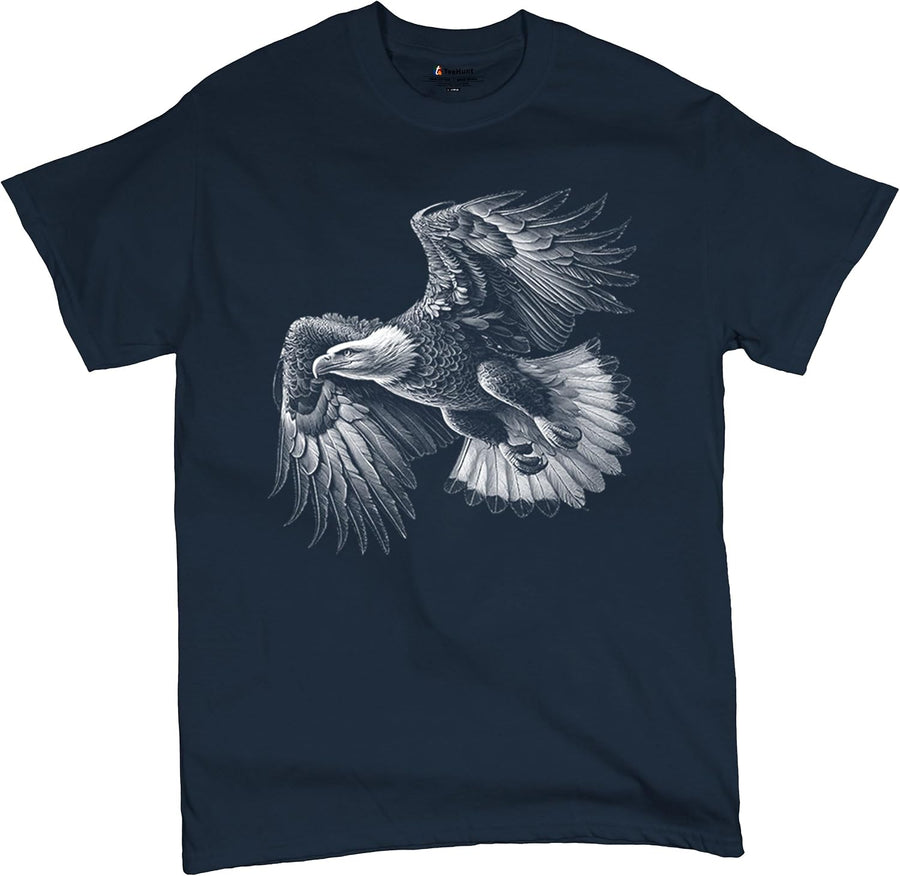 Flying Eagle Portrait Men's T-Shirt Soaring Patriotic Symbol of Freedom American Bird Wings Wildlife Nature Men's Tee - 1