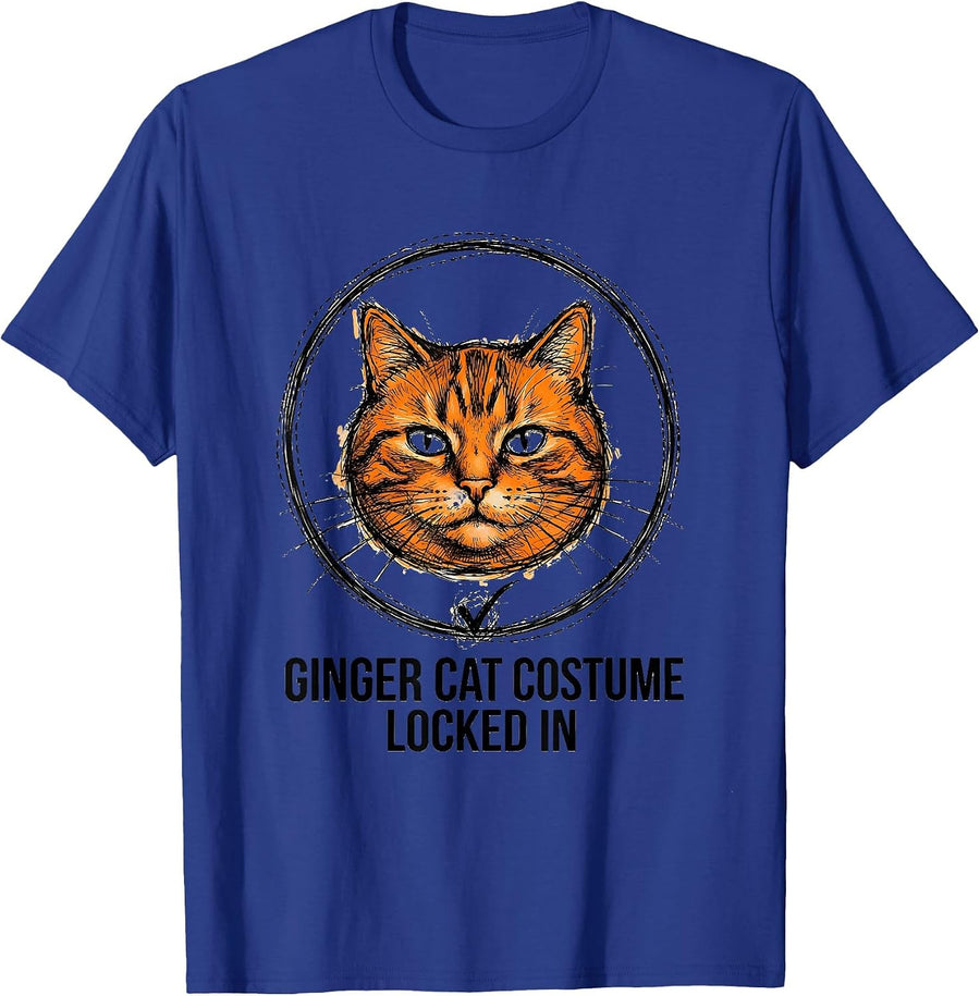 Ginger Cat Costume Locked In Funny Halloween Cat Lovers T-Shirt - Royal Blue
