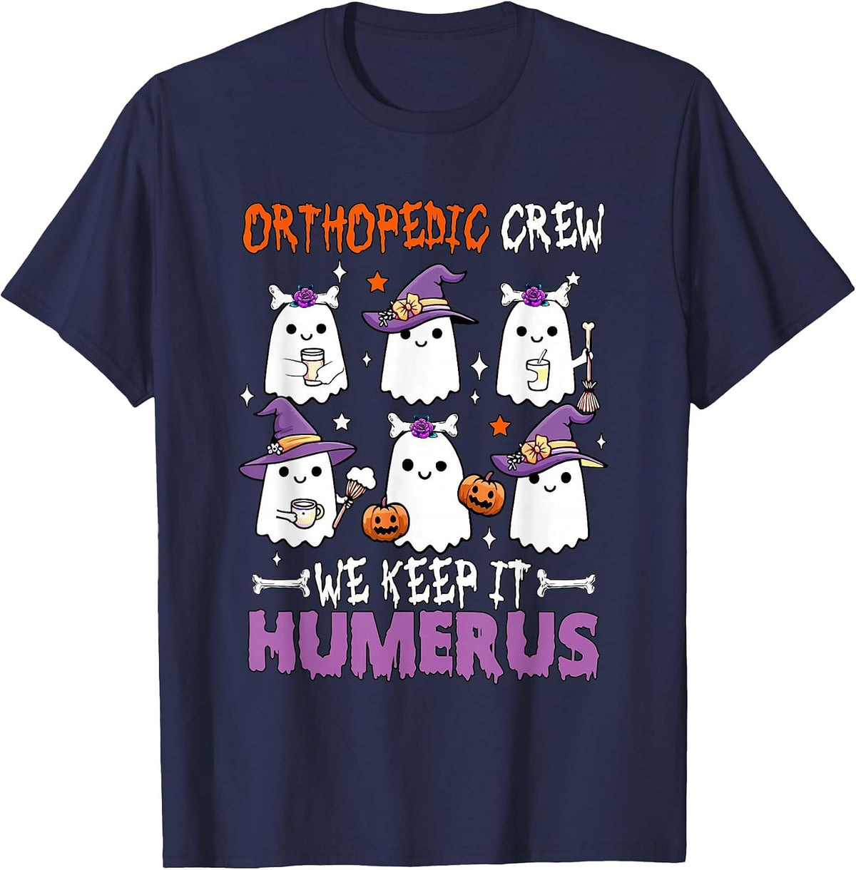 Orthopedic Crew Keep Humerus Halloween Physical Therapy T-Shirt - Navy Blue