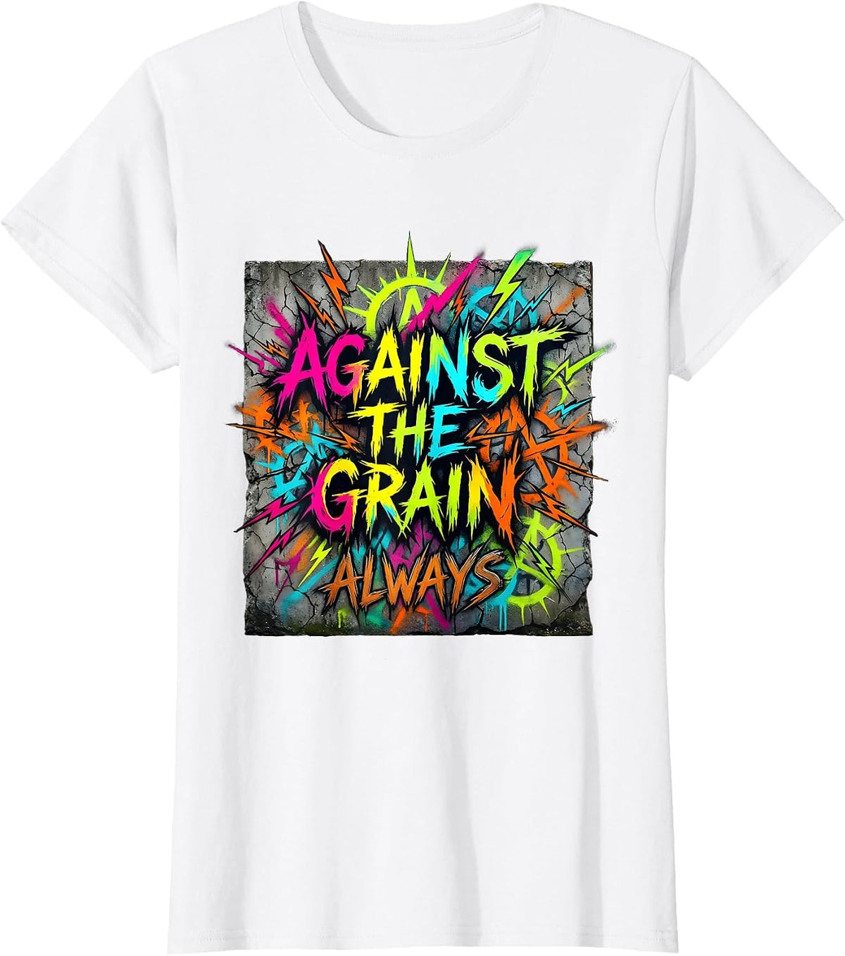 Against the Grain Always Punk Band Design T-Shirt - White