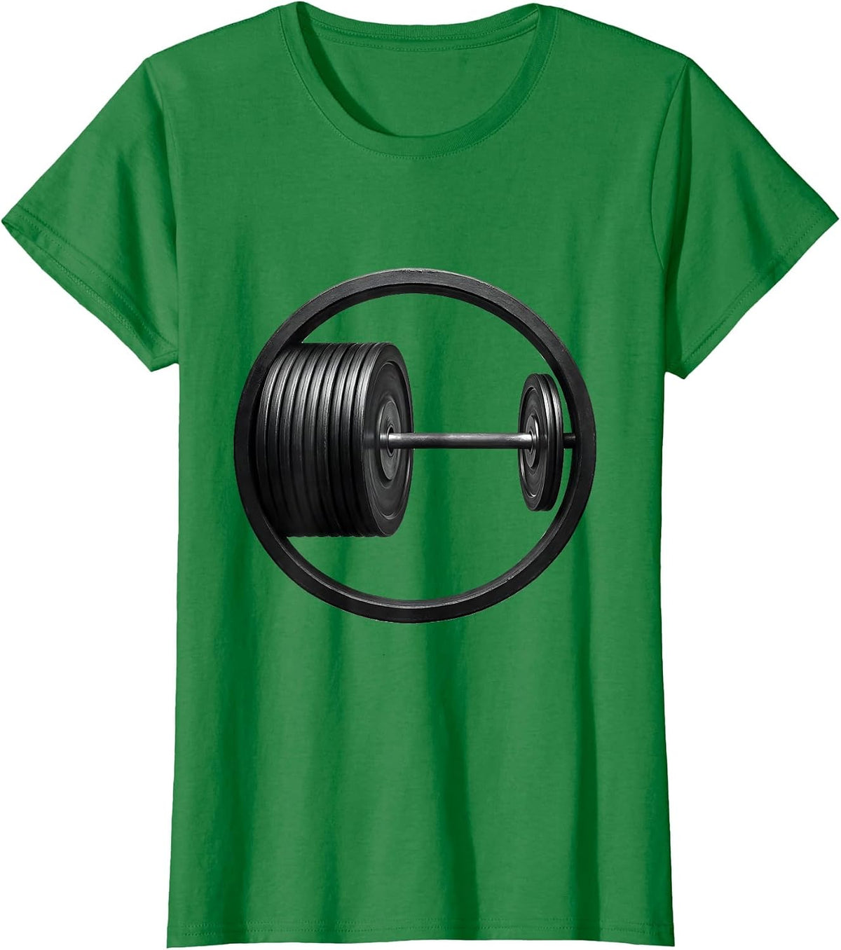 Women's Barbell Plate Imbalance Minimalist Gym Humor Weightlifting T-Shirt - Kelly Green