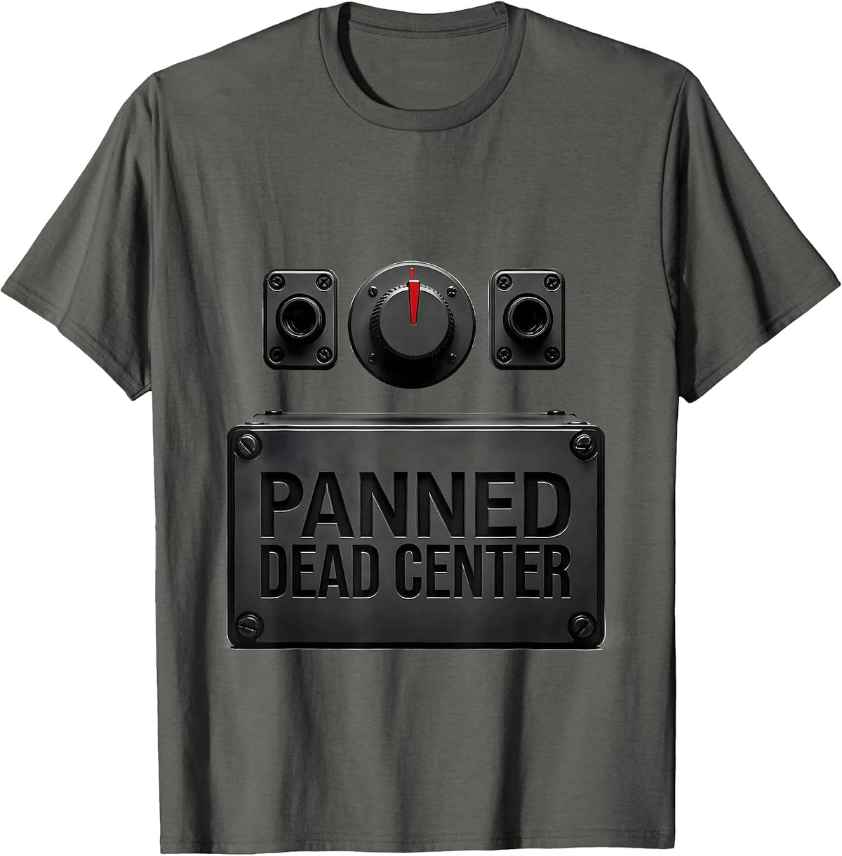 Panned Dead Center Funny DJ Gift Retro Electronic Music T-Shirt - Asphalt Grey