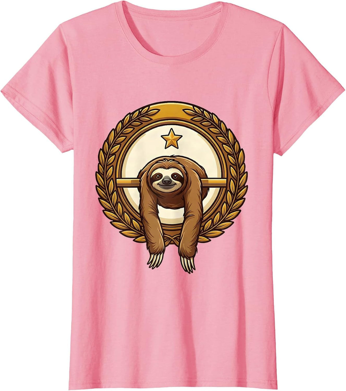 Women's Masked Sloth Chill Cartoon Humor Novelty T-Shirt - Pink