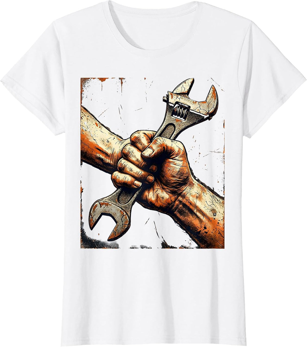 Labor Day Wrench Unity Graphic Design T-Shirt - White