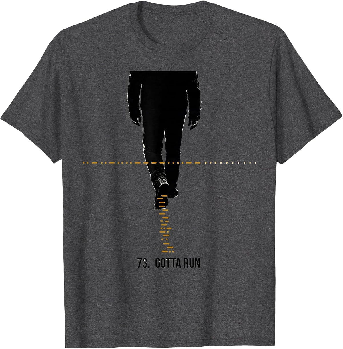 73 Gotta Run Funny Ham Radio Operator Hobbyist Humor T-Shirt - Dark Heather Grey
