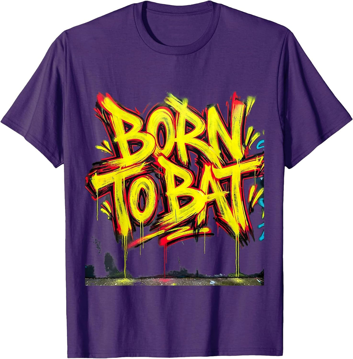 Born to Bat Cricket Life Graphic Design T-Shirt - Purple